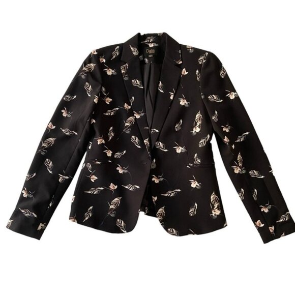 Dalia black blazer floral pink pattern pockets formal casual feminine medium - Picture 2 of 14